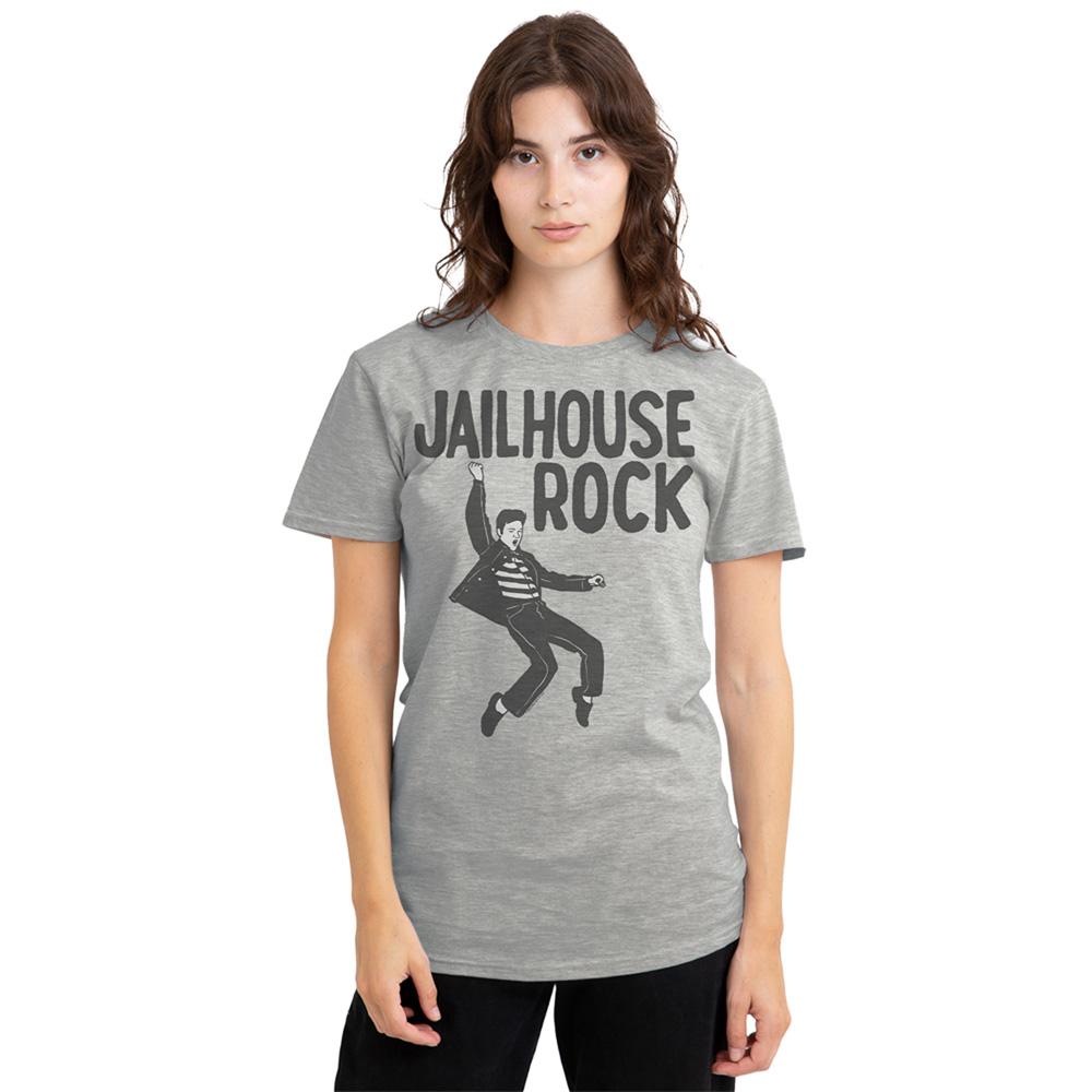 Athletic Heather - Back - Elvis Presley Womens-Ladies Jailhouse Rock T-Shirt