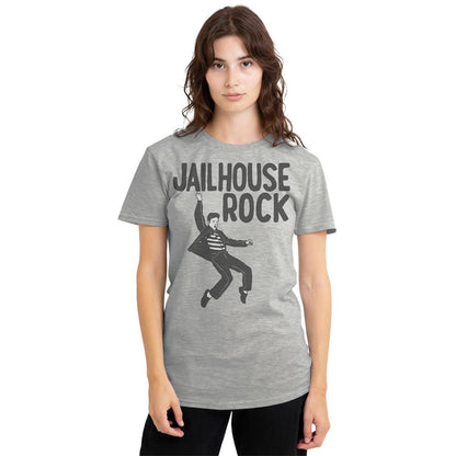 Athletic Heather - Back - Elvis Presley Womens-Ladies Jailhouse Rock T-Shirt