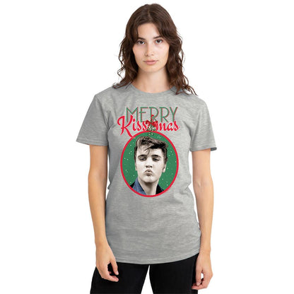 Athletic Heather - Back - Elvis Presley Womens-Ladies Merry Kissmas T-Shirt