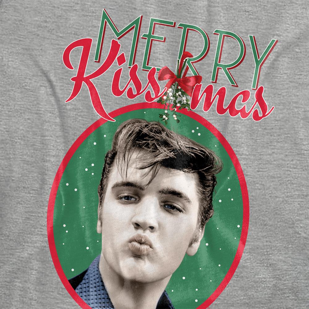 Athletic Heather - Side - Elvis Presley Womens-Ladies Merry Kissmas T-Shirt