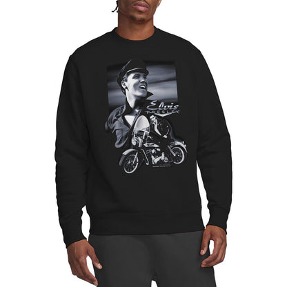 Black - Back - Elvis Presley Unisex Adult Motorcycle Sweatshirt