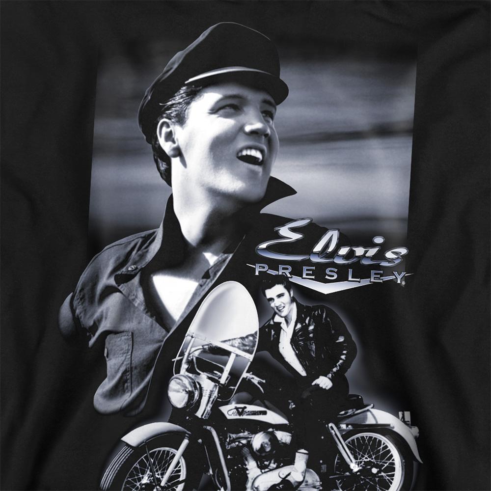 Black - Side - Elvis Presley Unisex Adult Motorcycle Sweatshirt