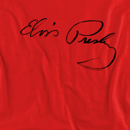Red - Side - Elvis Unisex Adult Signature Sketch Sweatshirt