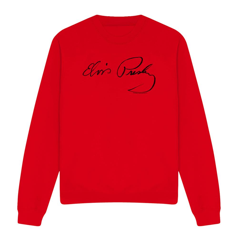 Red - Front - Elvis Unisex Adult Signature Sketch Sweatshirt