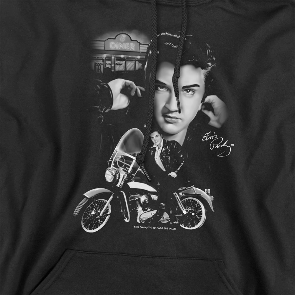 Black - Side - Elvis Presley Unisex Adult The King Rides Again Hoodie
