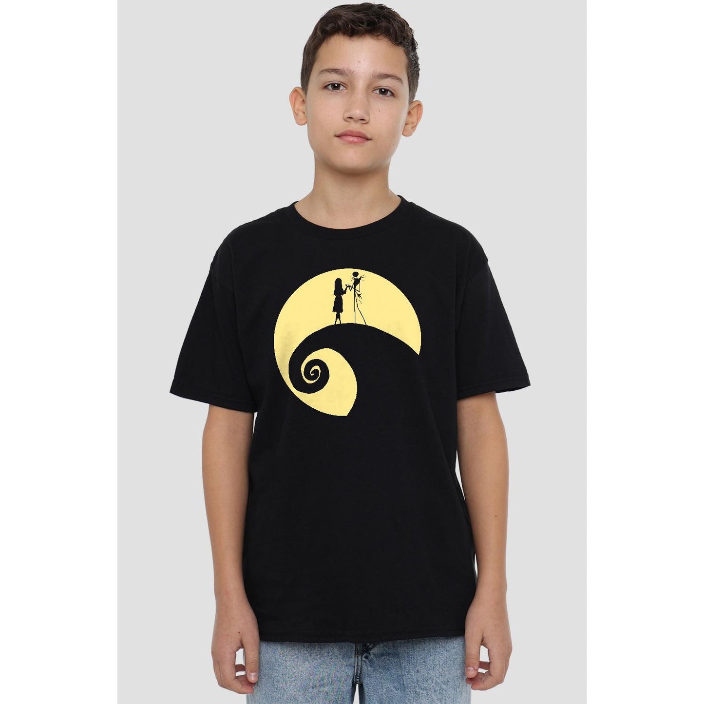 Black - Back - The Nightmare Before Christmas Childrens-Kids Jack Sally Circle T-Shirt