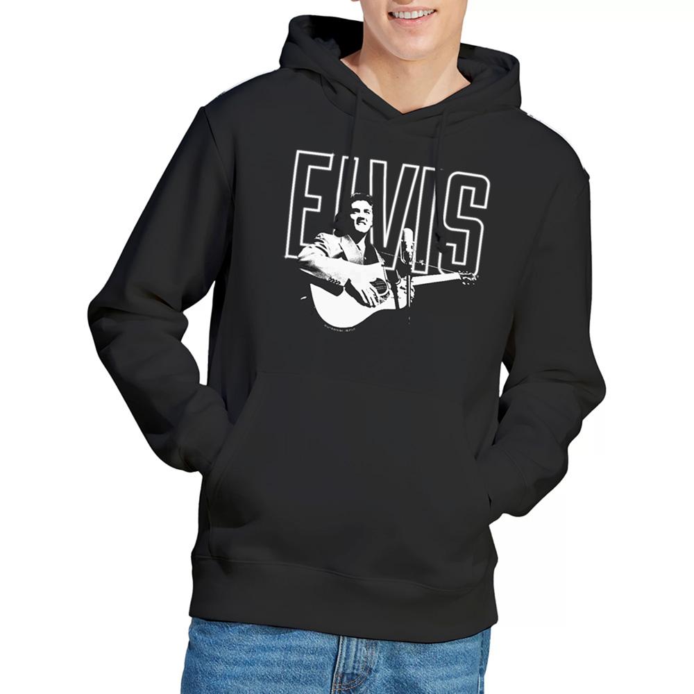 Black - Back - Elvis Presley Unisex Adult White Glow Hoodie
