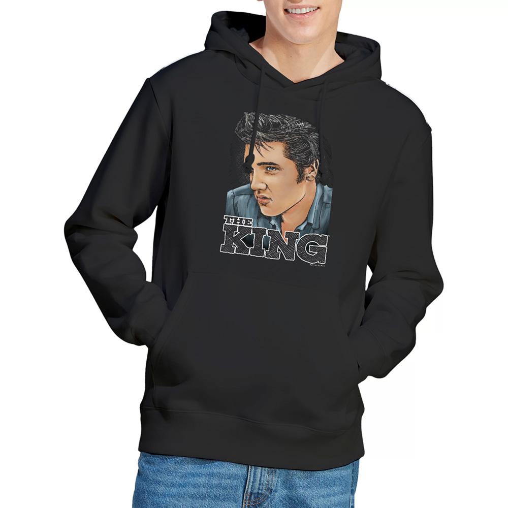 Black - Back - Elvis Presley Unisex Adult Graphic King Hoodie