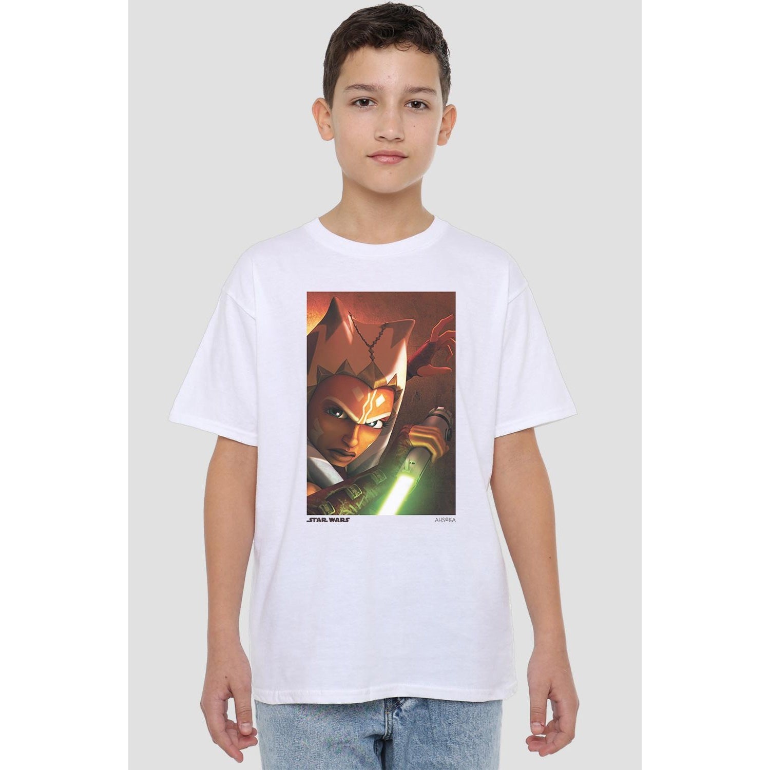White - Lifestyle - Ahsoka Childrens-Kids Panel T-Shirt
