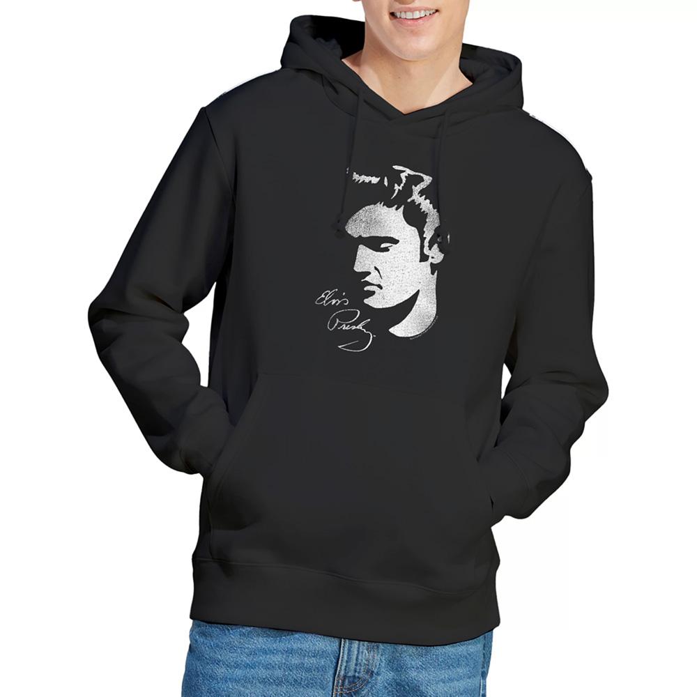 Black - Back - Elvis Presley Unisex Adult Simple Face Hoodie