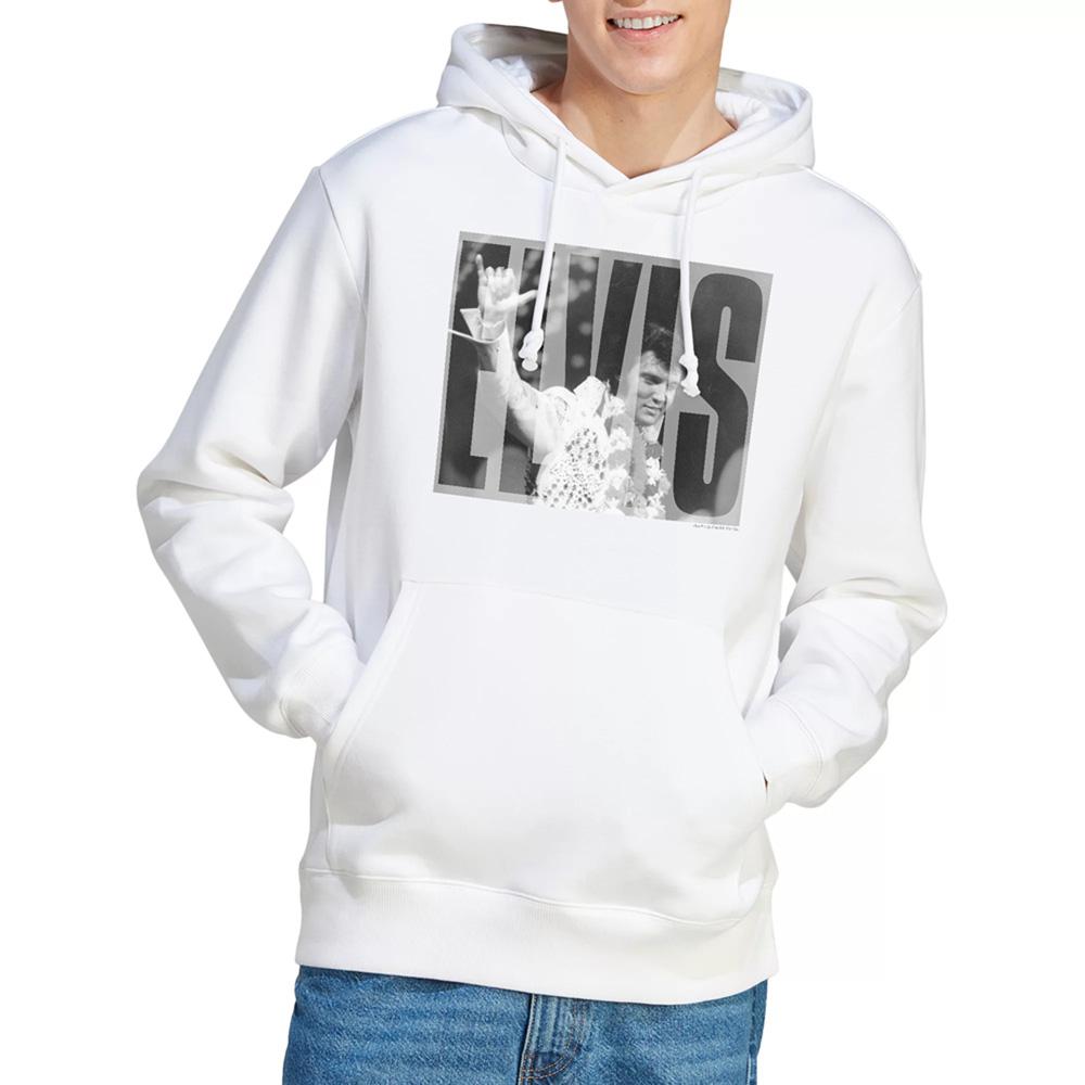 White - Back - Elvis Presley Unisex Adult Aloha Gray Hoodie