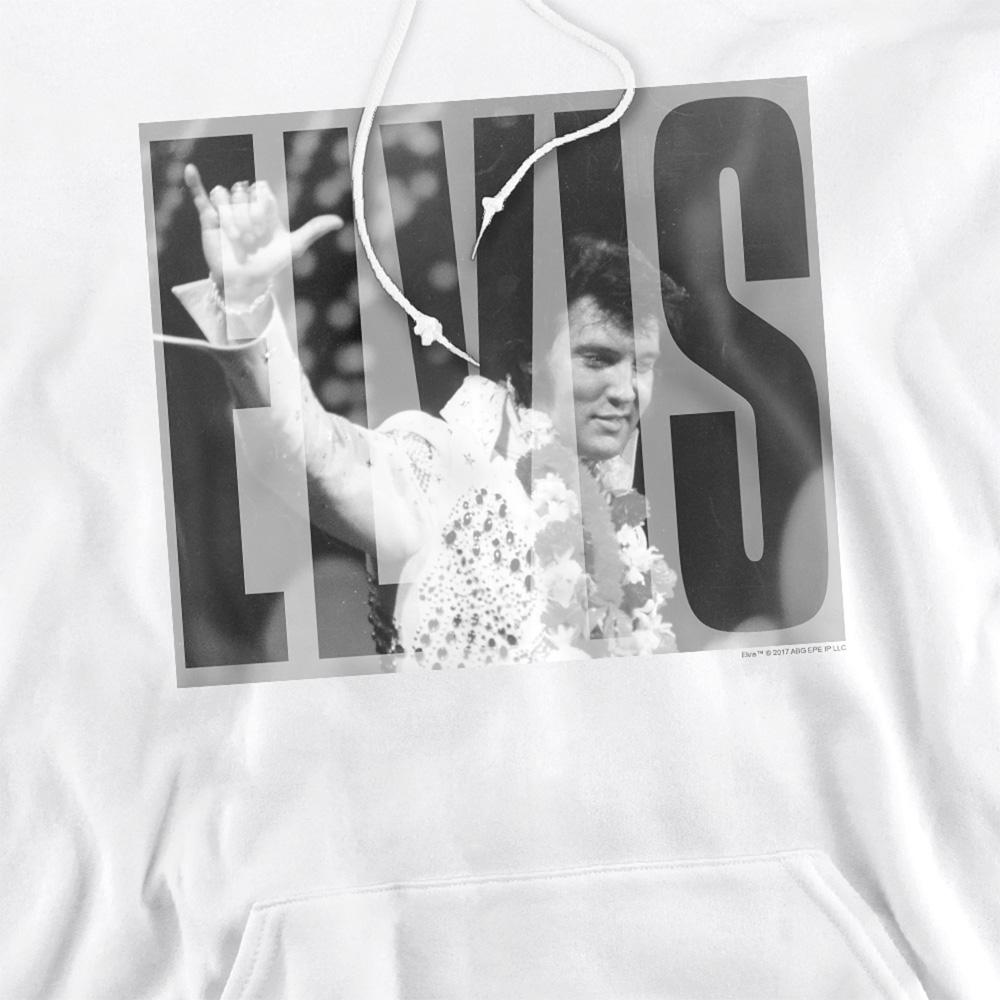 White - Side - Elvis Presley Unisex Adult Aloha Gray Hoodie