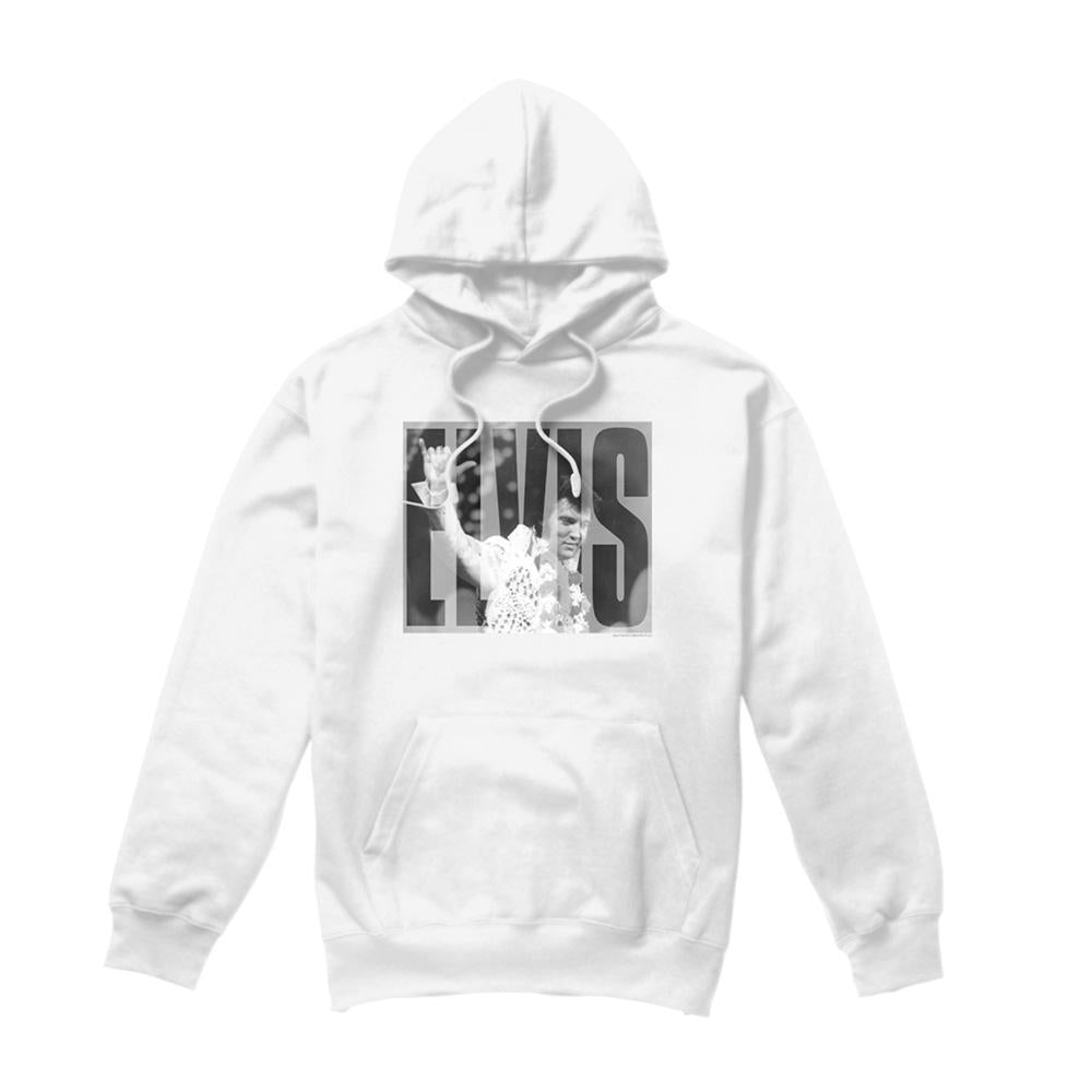 White - Front - Elvis Presley Unisex Adult Aloha Gray Hoodie