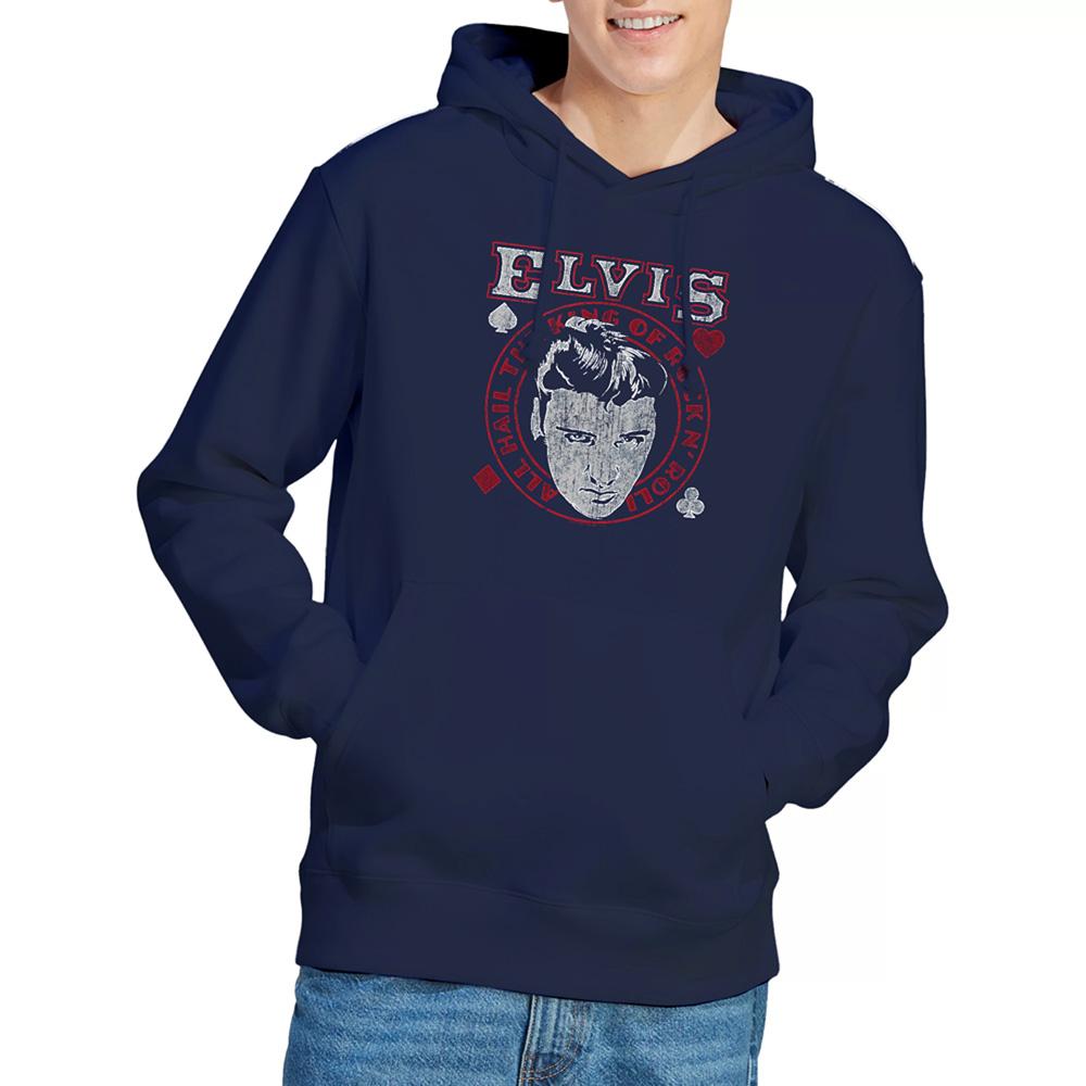 Navy - Back - Elvis Presley Unisex Adult Hail The King Hoodie