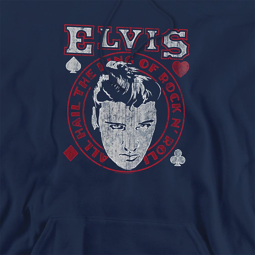 Navy - Side - Elvis Presley Unisex Adult Hail The King Hoodie