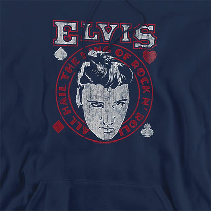 Navy - Side - Elvis Presley Unisex Adult Hail The King Hoodie
