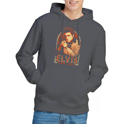 Charcoal - Back - Elvis Presley Unisex Adult Stripes Hoodie