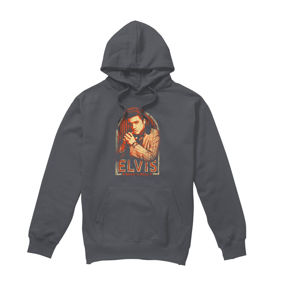 Charcoal - Front - Elvis Presley Unisex Adult Stripes Hoodie