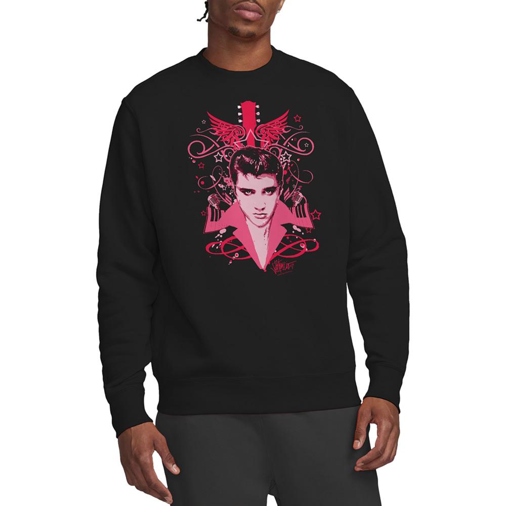 Black - Back - Elvis Presley Unisex Adult Lets Face It Sweatshirt