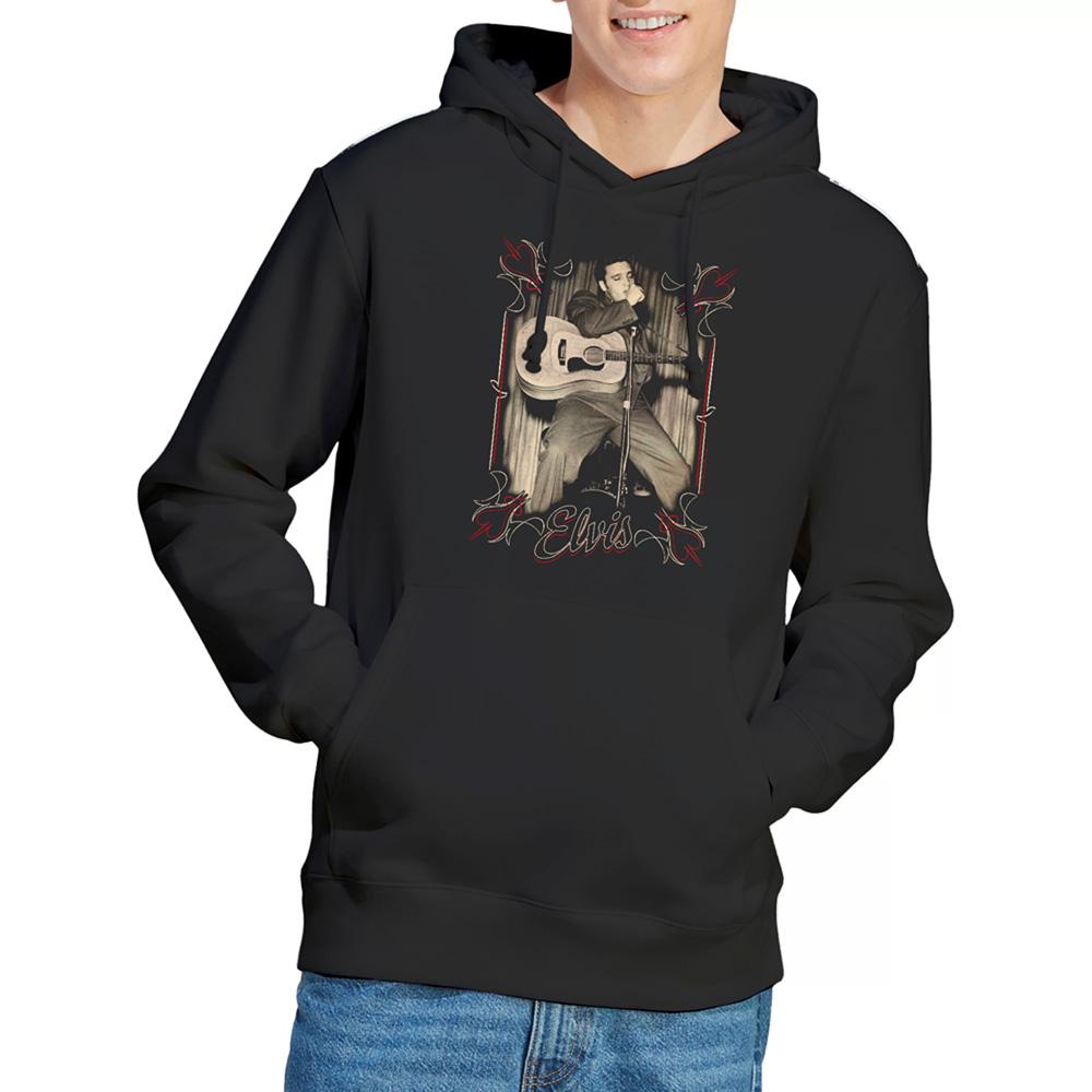 Black - Back - Elvis Presley Unisex Adult Pinstripe Hoodie