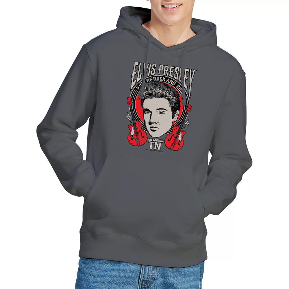 Charcoal - Back - Elvis Presley Unisex Adult Elvis Rock Hoodie