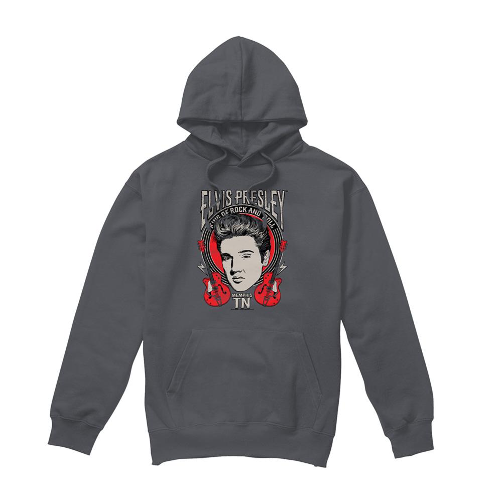 Charcoal - Front - Elvis Presley Unisex Adult Elvis Rock Hoodie