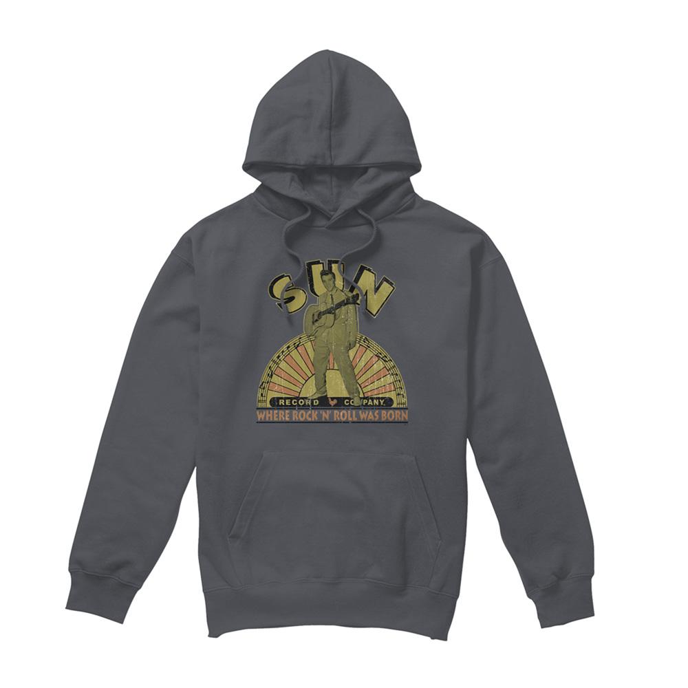 Charcoal - Front - Elvis Presley Unisex Adult Original Sun Records Hoodie