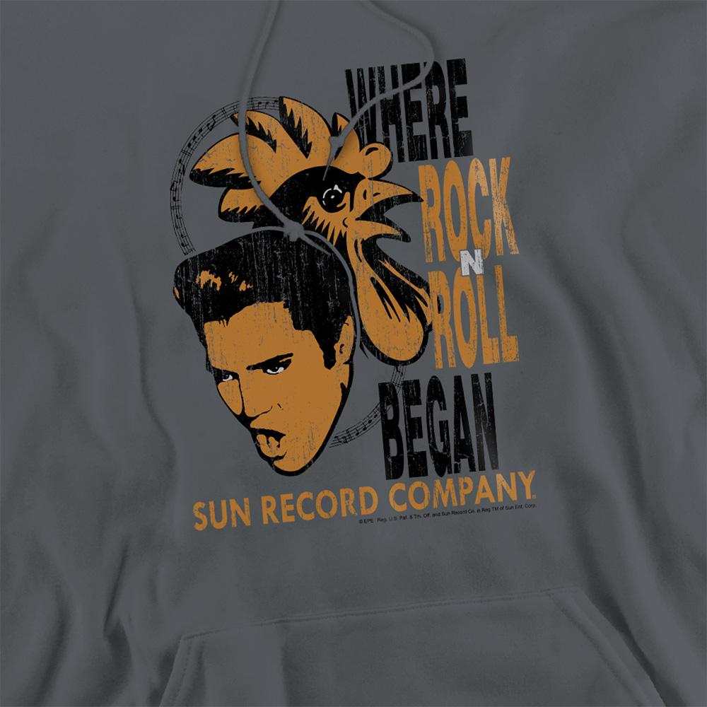 Charcoal - Side - Elvis Presley Unisex Adult Sun Elvis And Rooster Hoodie