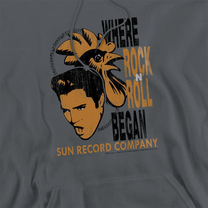 Charcoal - Side - Elvis Presley Unisex Adult Sun Elvis And Rooster Hoodie