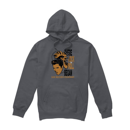 Charcoal - Front - Elvis Presley Unisex Adult Sun Elvis And Rooster Hoodie