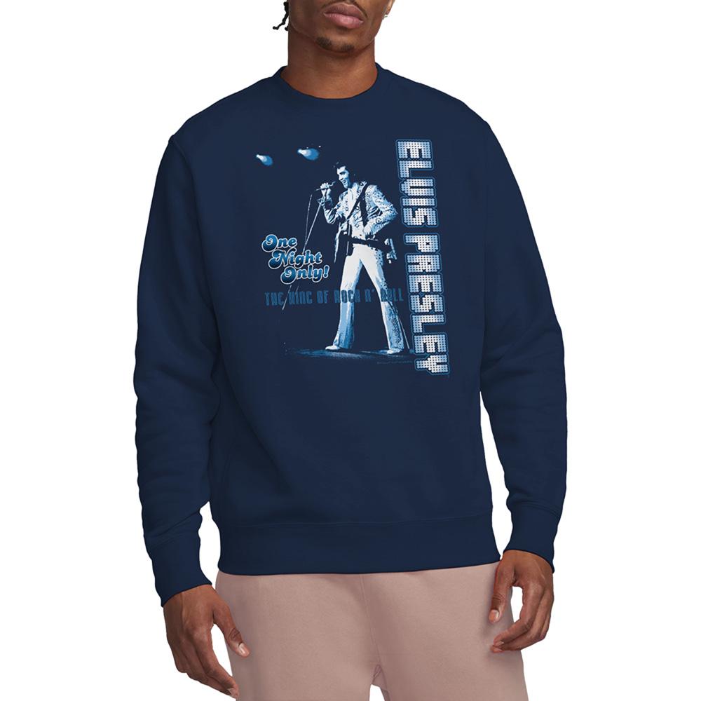 Navy - Back - Elvis Presley Unisex Adult One Night Only Sweatshirt