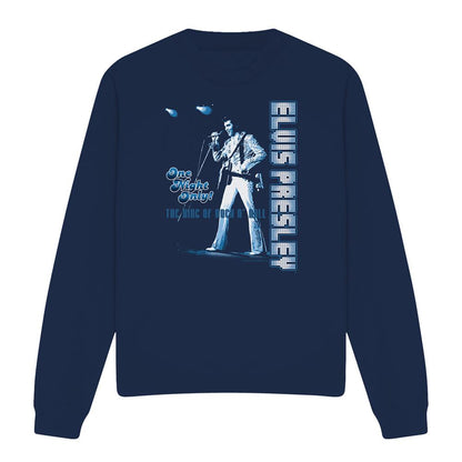 Navy - Front - Elvis Presley Unisex Adult One Night Only Sweatshirt
