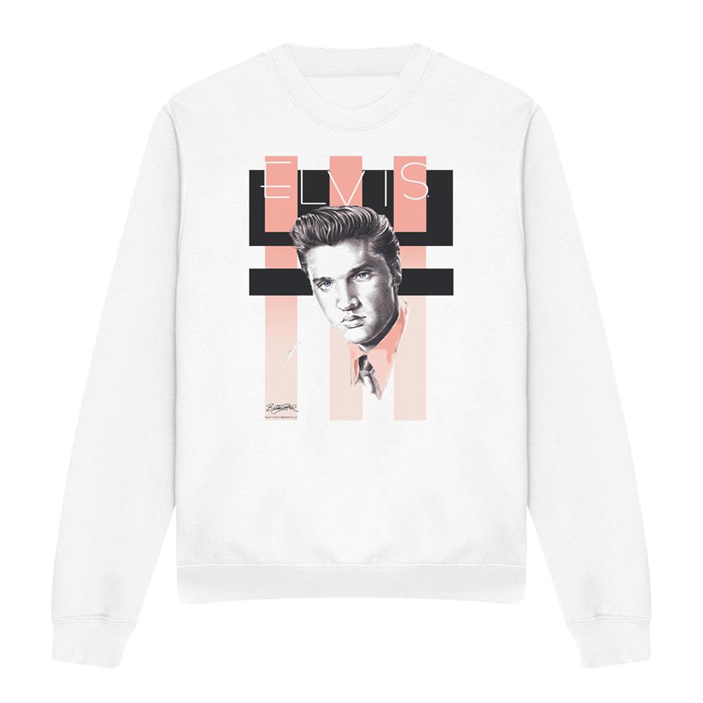 White - Front - Elvis Presley Unisex Adult Retro Sweatshirt
