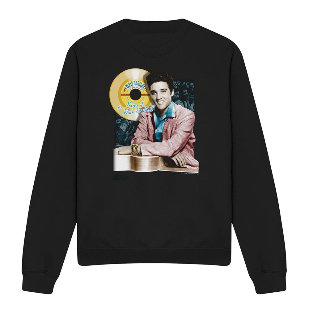 Black - Front - Elvis Presley Unisex Adult Gold Record Sweatshirt