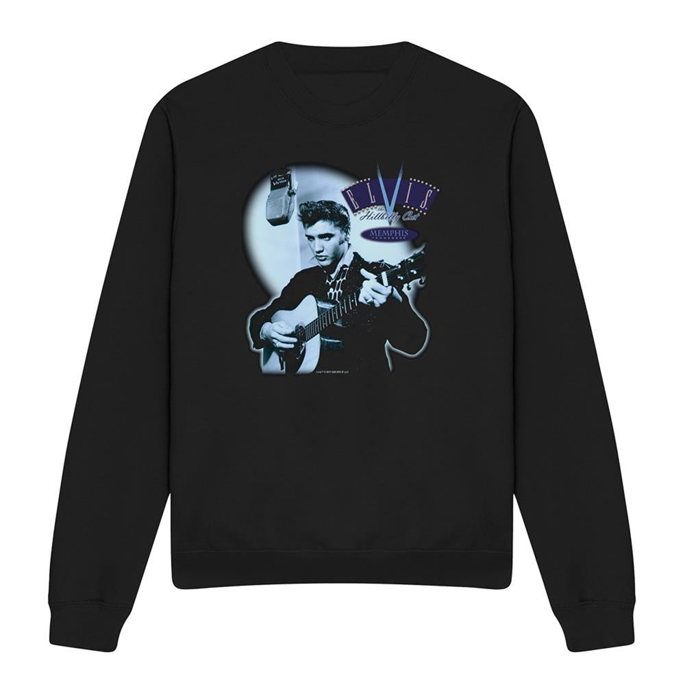 Black - Front - Elvis Presley Unisex Adult Hillbilly Cat Sweatshirt