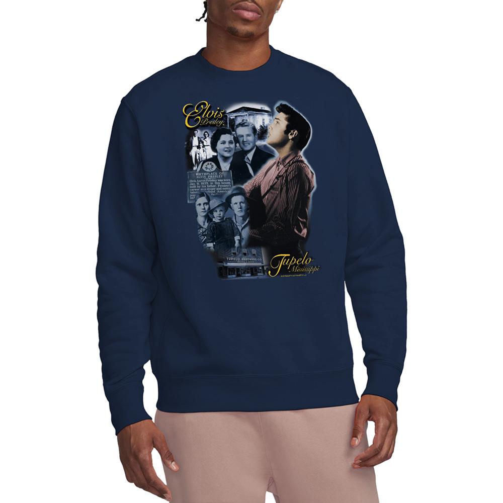 Navy - Back - Elvis Presley Unisex Adult Tupelo Sweatshirt