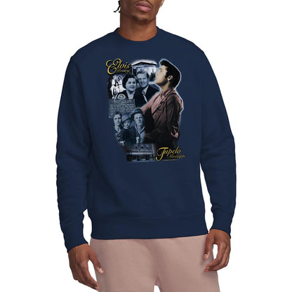 Navy - Back - Elvis Presley Unisex Adult Tupelo Sweatshirt