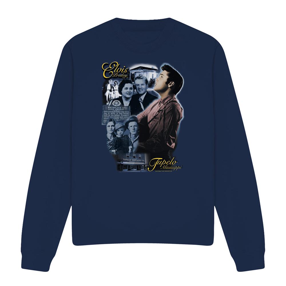 Navy - Front - Elvis Presley Unisex Adult Tupelo Sweatshirt