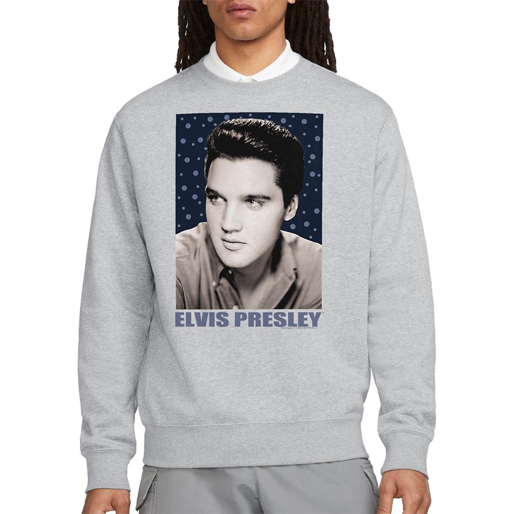 Athletic Heather - Back - Elvis Presley Unisex Adult Blue Sparkle Sweatshirt