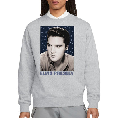 Athletic Heather - Back - Elvis Presley Unisex Adult Blue Sparkle Sweatshirt