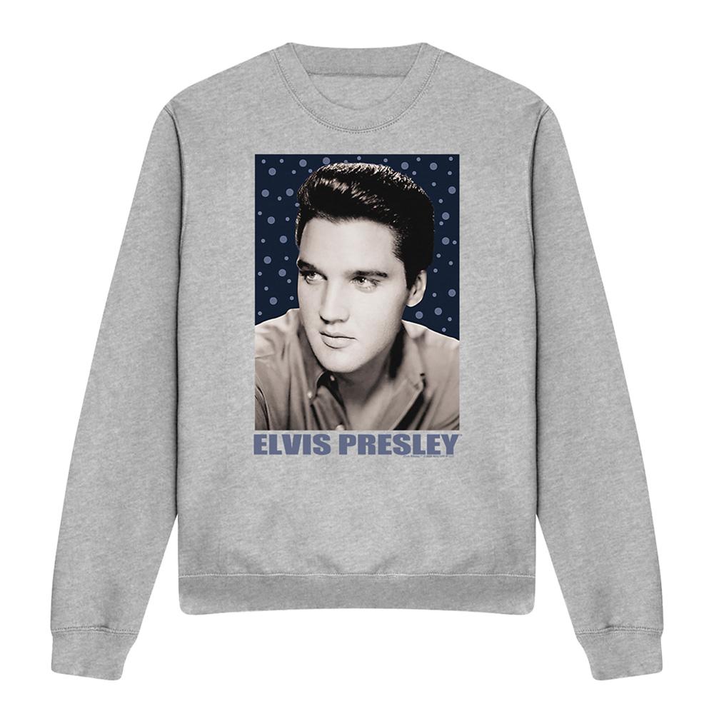 Athletic Heather - Front - Elvis Presley Unisex Adult Blue Sparkle Sweatshirt