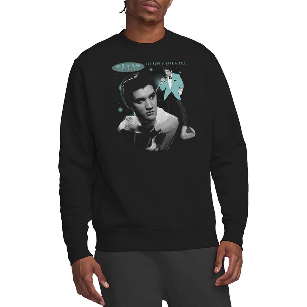 Black - Back - Elvis Presley Unisex Adult Teal Portrait Sweatshirt