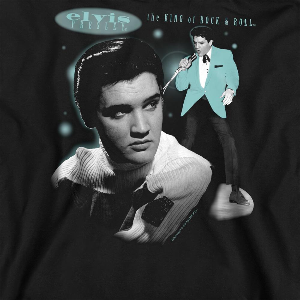 Black - Side - Elvis Presley Unisex Adult Teal Portrait Sweatshirt