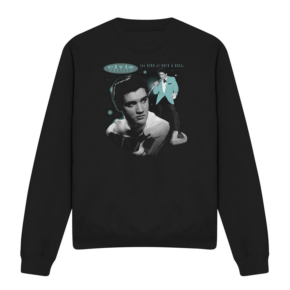 Black - Front - Elvis Presley Unisex Adult Teal Portrait Sweatshirt
