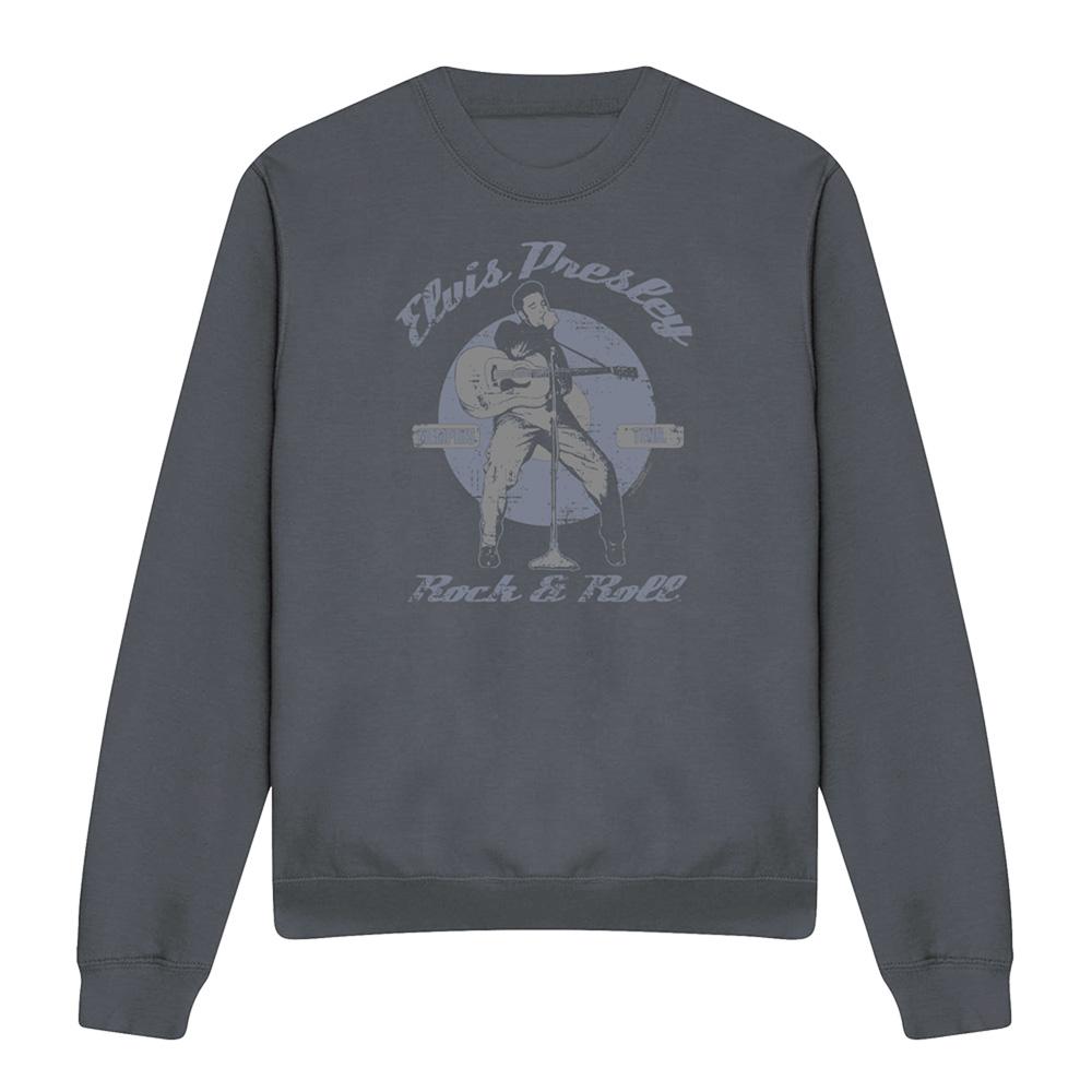 Charcoal - Front - Elvis Presley Unisex Adult Rock Roll Sweatshirt