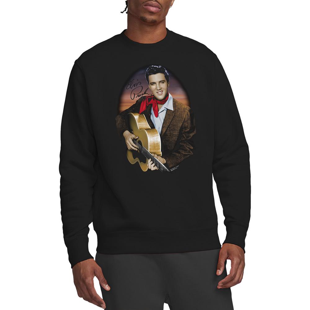 Black - Back - Elvis Presley Unisex Adult Red Scarf 2 Sweatshirt