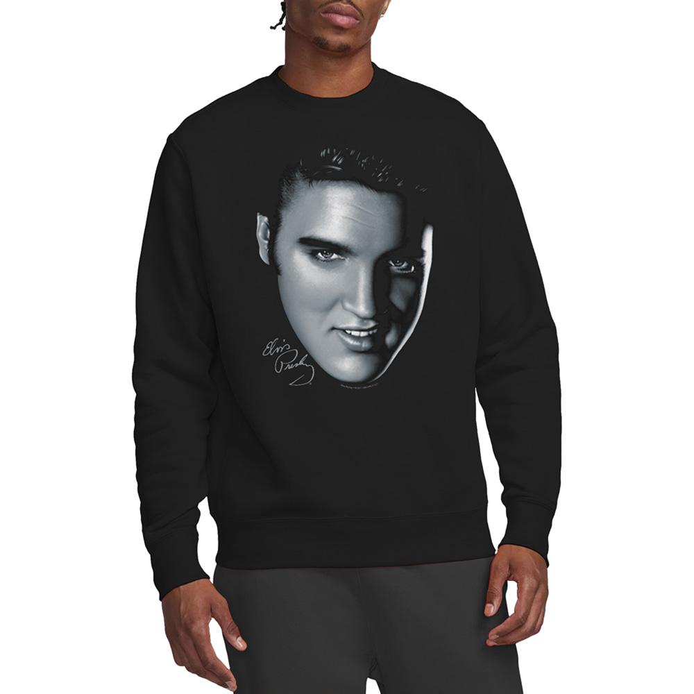 Black - Back - Elvis Presley Unisex Adult Big Face Sweatshirt
