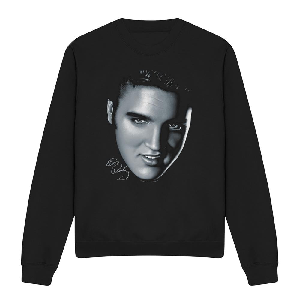 Black - Front - Elvis Presley Unisex Adult Big Face Sweatshirt