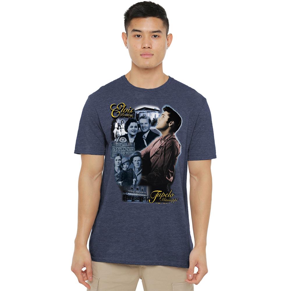 Navy - Back - Elvis Unisex Adult Tupelo T-Shirt