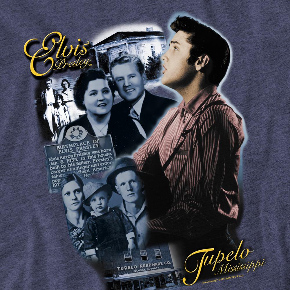 Navy - Side - Elvis Unisex Adult Tupelo T-Shirt